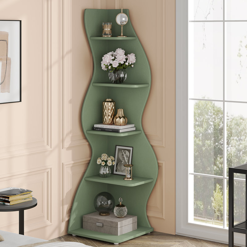 Bibliothèque de coin à 5 niveaux, Vert, 2