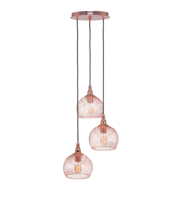 Luminaire suspendu 3 lumières Adkins Plexus, Cuivre