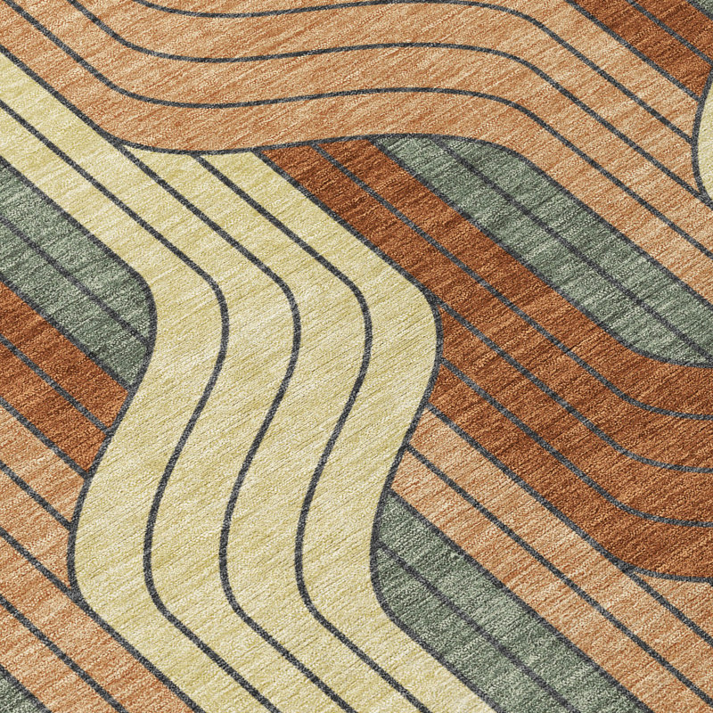 Machine Washable Indoor/Outdoor Lockway ACN2422 Mid-Century Modern Rug, Rectangle 10' x 14'