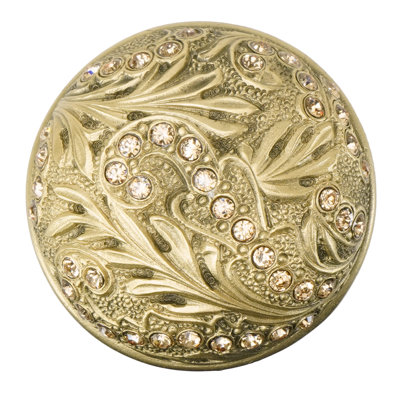 EDGAR BEREBI GLENDALE KNOB DECORATED WITH LIGHT COLORADO TOPAZ SWAROVSKI CRYSTALS IN FLORENTINE GOLD PLATE