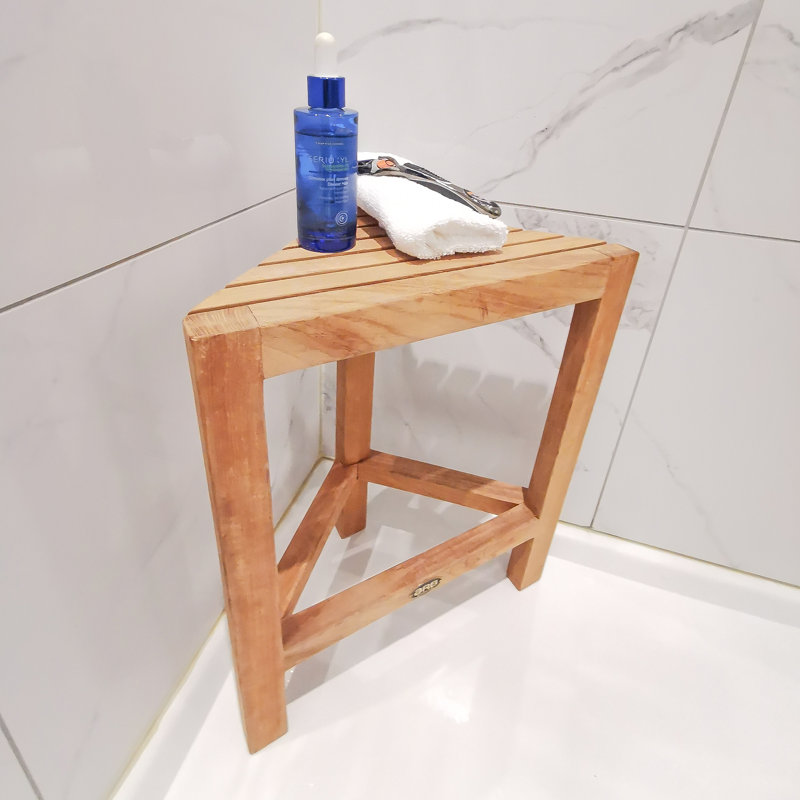 Teak Wood Brown Corner Spa Foot Rest