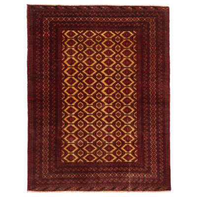 Tapis beige et rouge Teimani 4 pi 0 po x 5 pi 1 po
