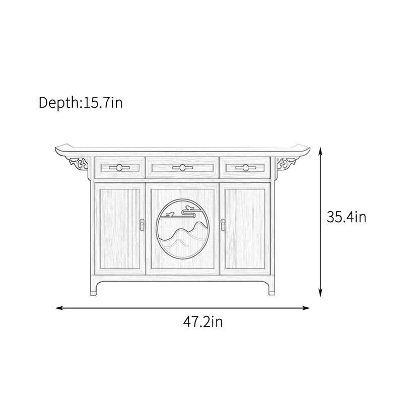 Chinese Style Solid Wood Sideboard