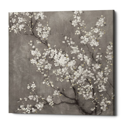 " White Cherry Blossom II On Grey " by Danhiu Nai