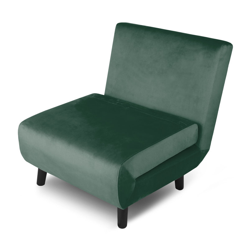 Single Sofa Bed - Fold Out Bed Chair, Green, Velvet