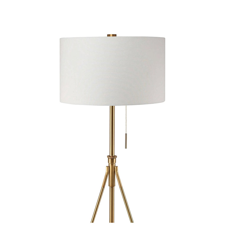 Vintage Look 1Pc Floor Lam Tripod Legs Unique High Lamp Pull Switch, Brushed Gold, 57"