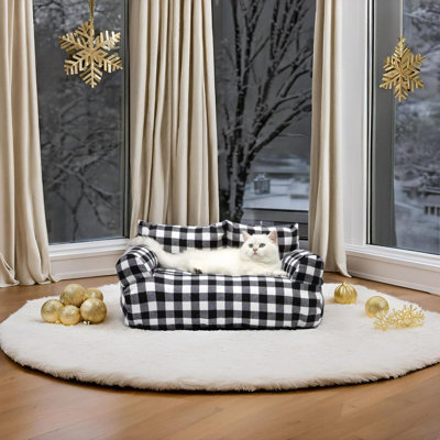 Lit pour animal de compagnie, lit pour chat lavable pour les chats d'intérieur, canapé pour chat apaisant, canapé-lit pour animal de compagnie moelleux, lit pour chien, canapé pour chien de taille moyenne