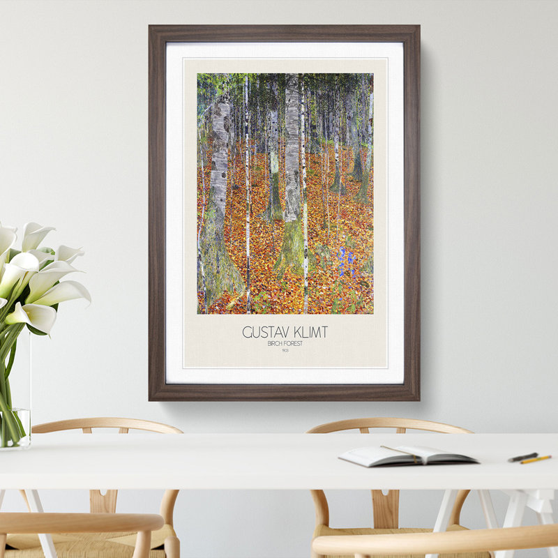 Birch Forest with Border by Gustav Klimt - Framed Print, Walnut Framed, 48cm H x 36cm W x 2cm D
