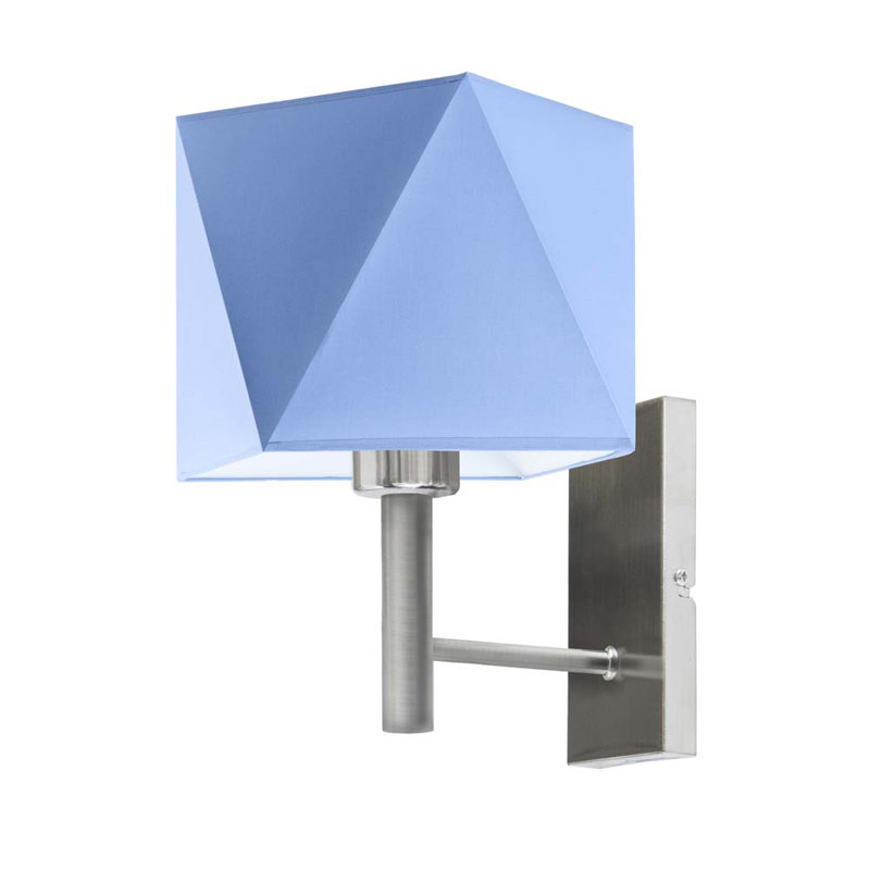 Bernay Armed Sconce, Blue, Brushed Steel