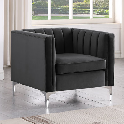 Fauteuil club capitonné en velours l 30 po Dippolito