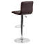 Tabouret de bar à hauteur réglable en vinyle avec dossier à coutures horizontales Clift-17896463-128921558