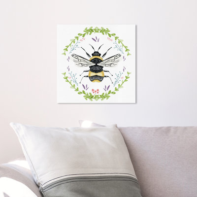 Animals Pastel Bumblebee Insects  Painting Print on Canvas