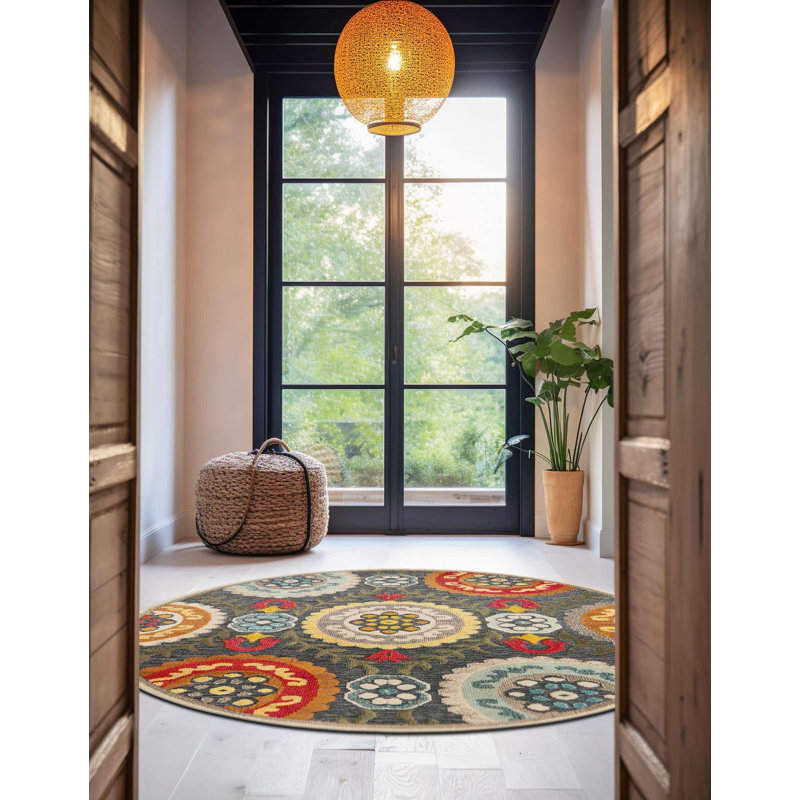 Tapis Bungalow Rose Oualida Caimin, Rond 6 pi 1 po