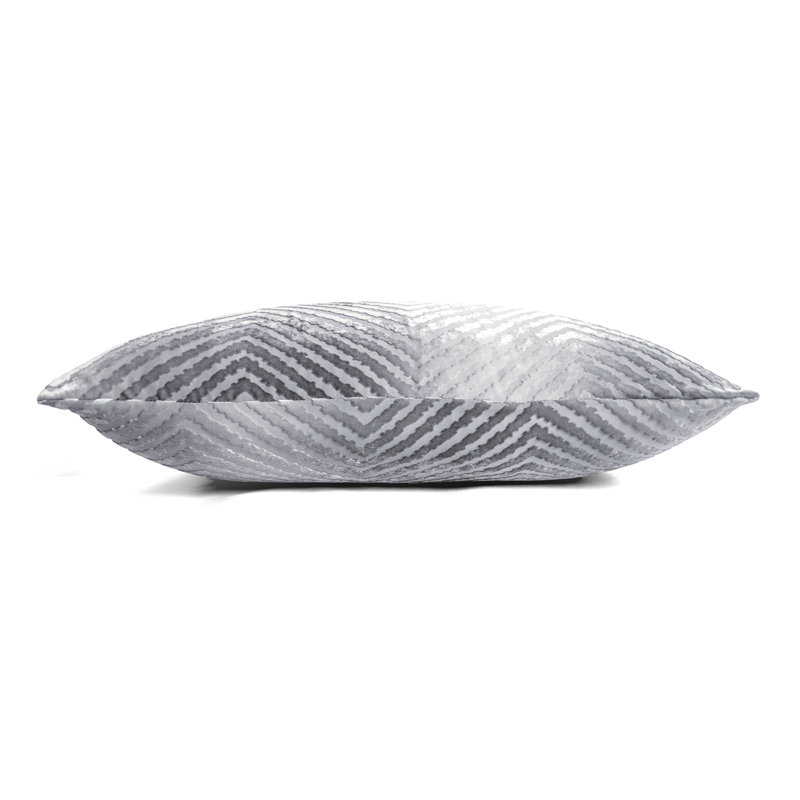 Chevron Embroidered Pillow Cover & Insert, Silver, 18"H x 18"W