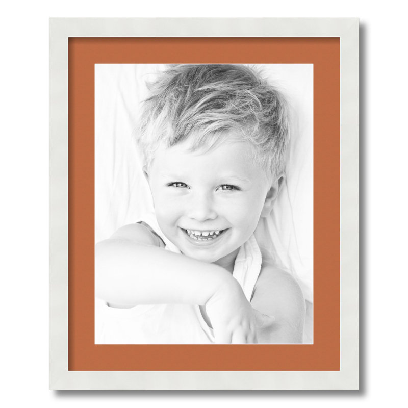 Wood Matte Picture Frame with Mat, Red Orange