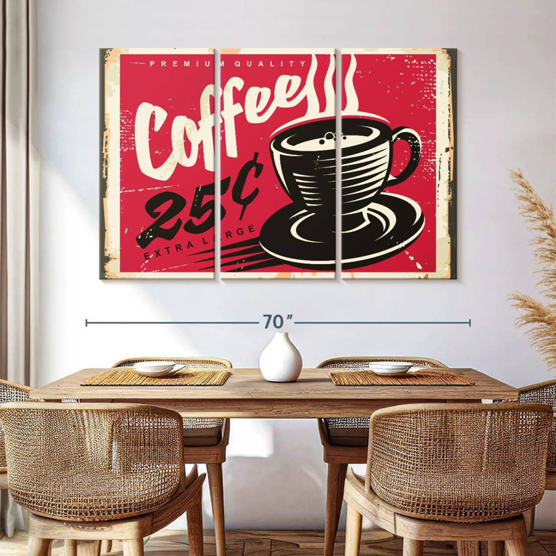 Vieille affiche murale café, H 42 po x l 65 po