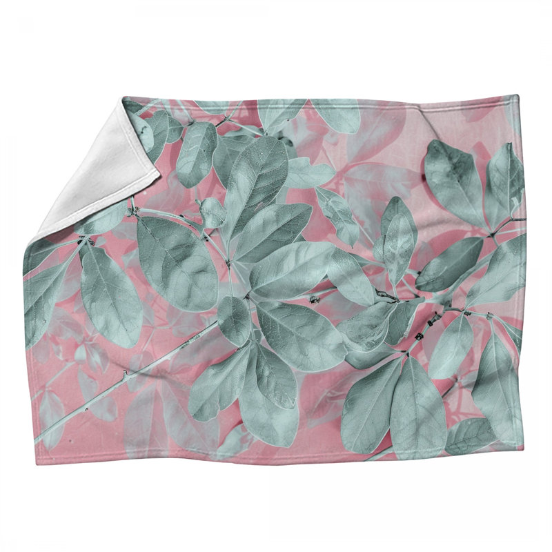 Jeté en molleton Leaf Arrangement, L 60 po x l 50 po