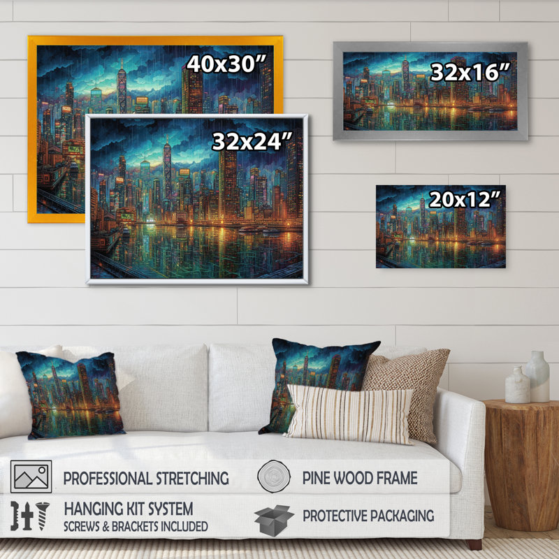 «Blue and Green Elegance In Expanse», reproduction sur toile encadrée, H 24 po x l 32 po x P 1 po, Toile tendue
