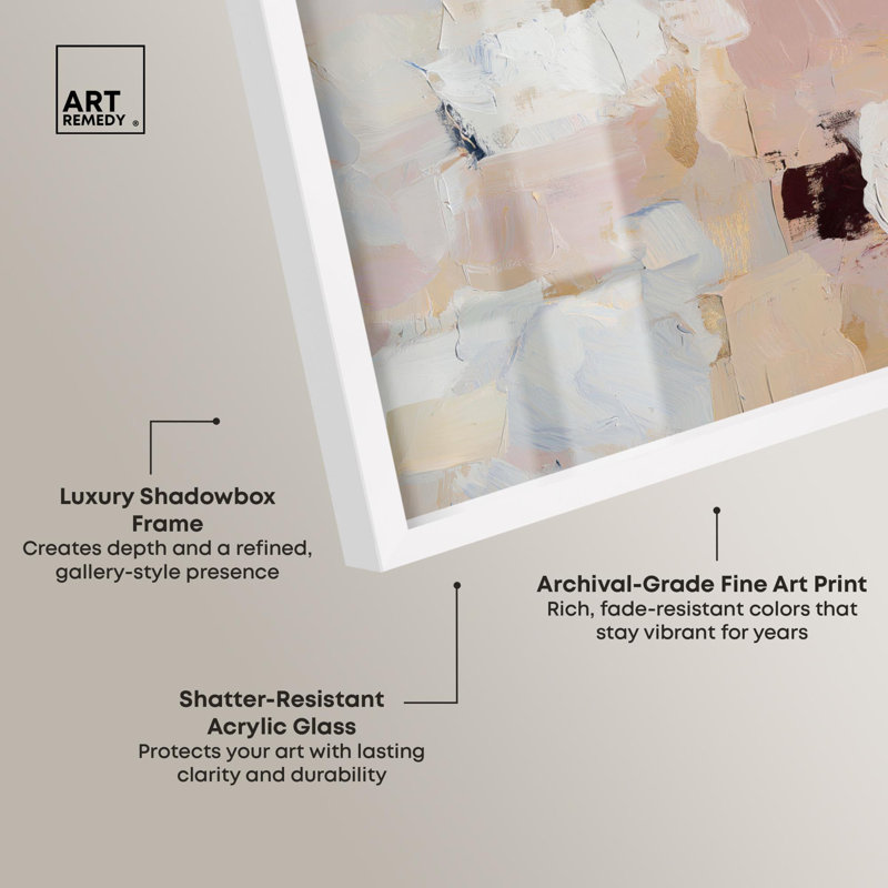 «Whispering Walls II Shadowbox Print», art boho neutre par Art Remedy, H 46 po x l 37 po, Blanc