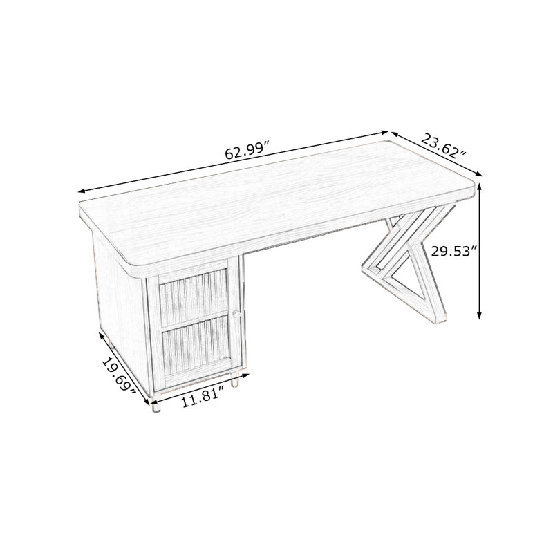 Bureaux rectangulaires en bois massif noyer, H 29,53 po x l 62,99 po x P 23,62 po, Retour à gauche
