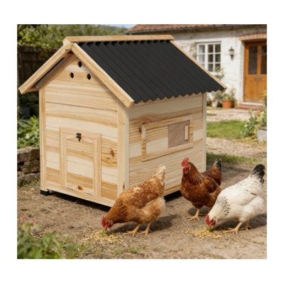 Wooden Small Animal Coop with Openable Roof and Removable Tray for Backyard Use