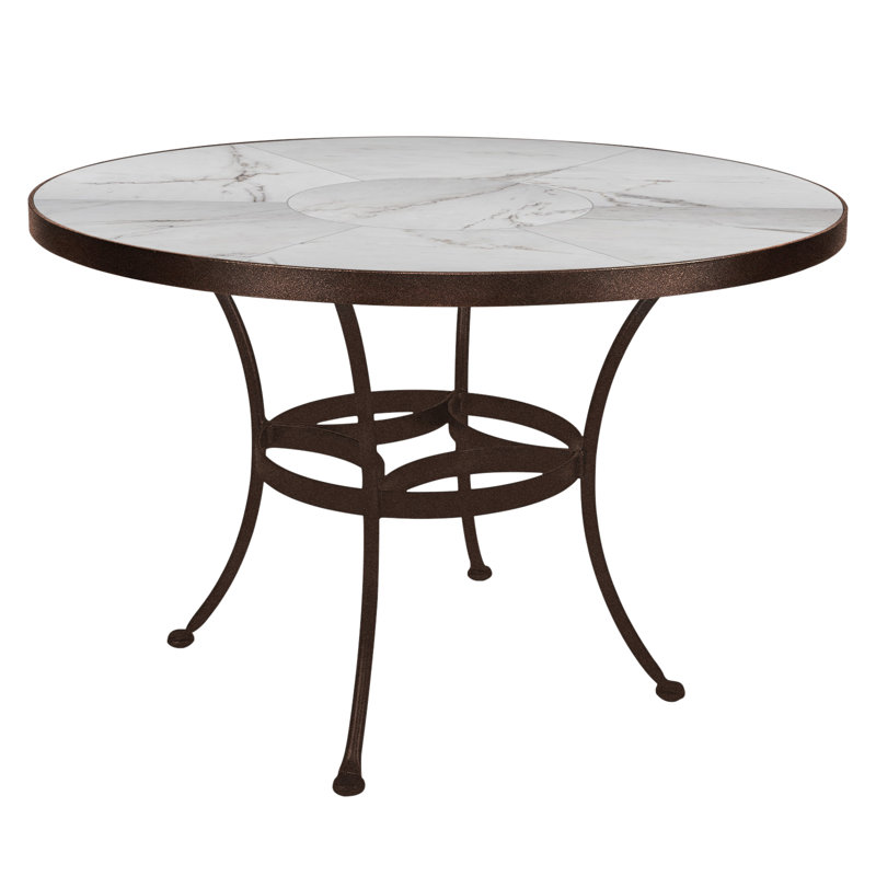 Outdoor Round Dining Table, 42" W x 42" L x 29.5" H, Pallazo White, Copper Creek