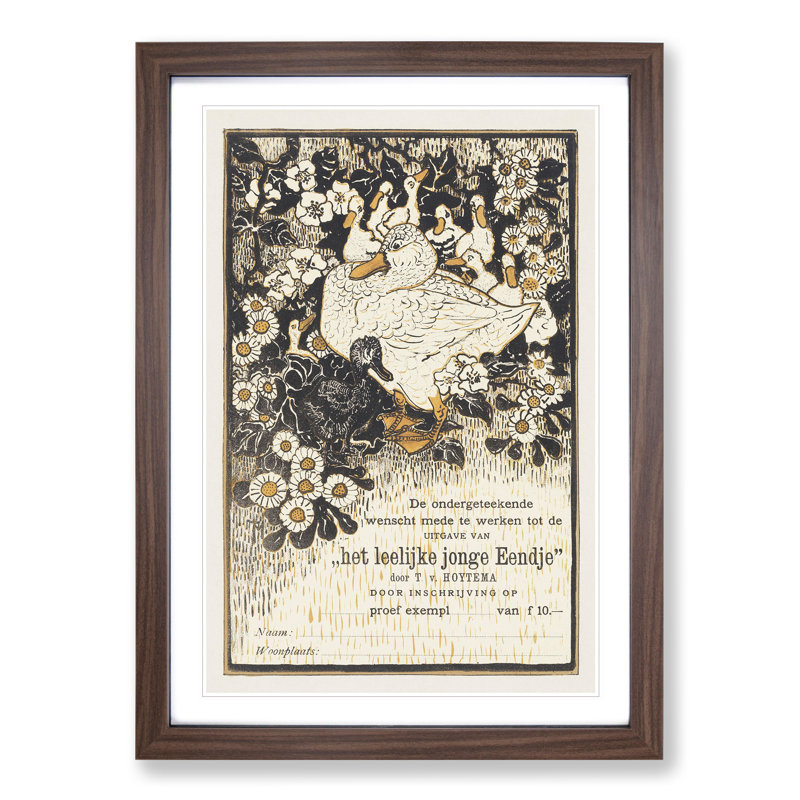 The Ugly Duckling by Theo Van Hoytema - Picture Frame Painting, 36cm H x 27cm W x 2cm D, Walnut Framed