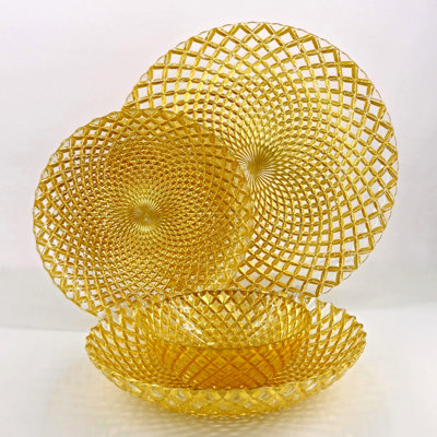 Pina Gilded Glass Dinnerware Set of 16