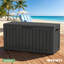 Coffre de terrasse en résine résistant à l'eau 95 gallons, coffre de rangement extérieur en résine résistant aux intempéries, grande capacité verrouillable, banc de rangement extérieur polyvalent-128559565