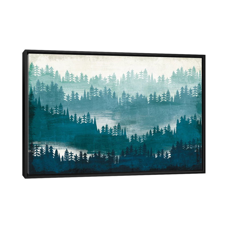 «Mountainscape II», impression sur toile tendue, H 18 po x l 26 po x P 1,5 po, Toile avec cadre noir, Pas de tapis