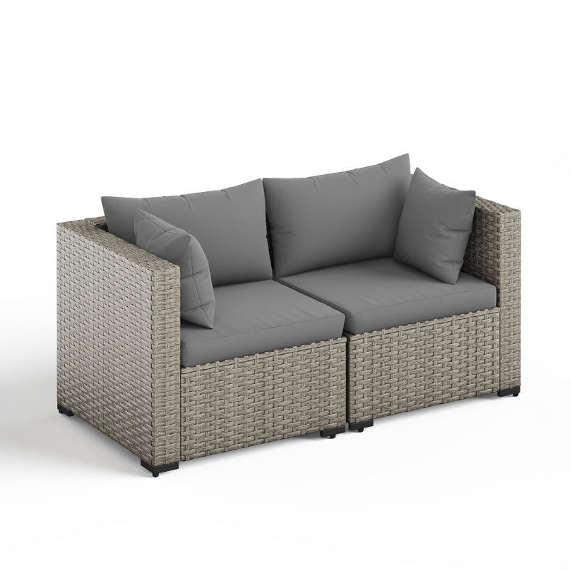 Zoea Outdoor Patio Sofa with Removable Cushions (Set of 2) , Gray