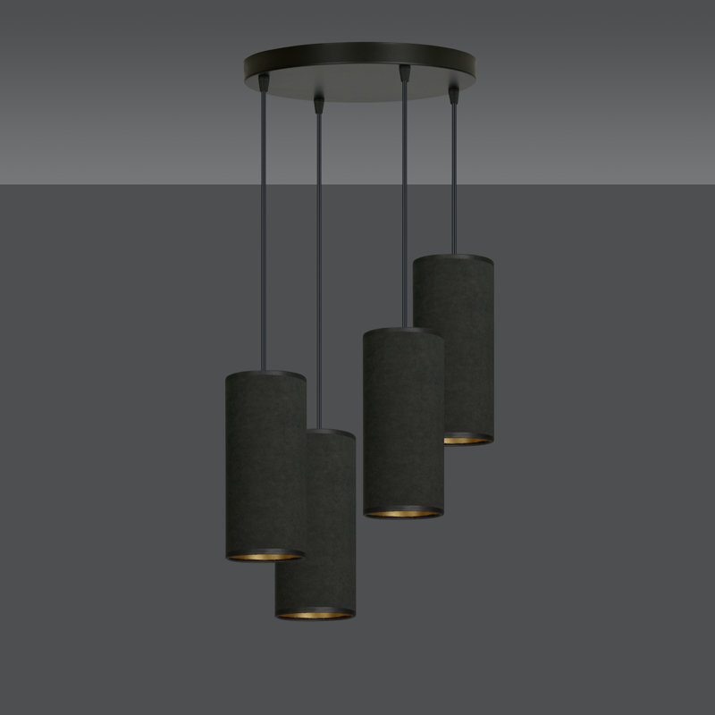 Ealidh 4 - Light Steel Cluster Pendant, Black