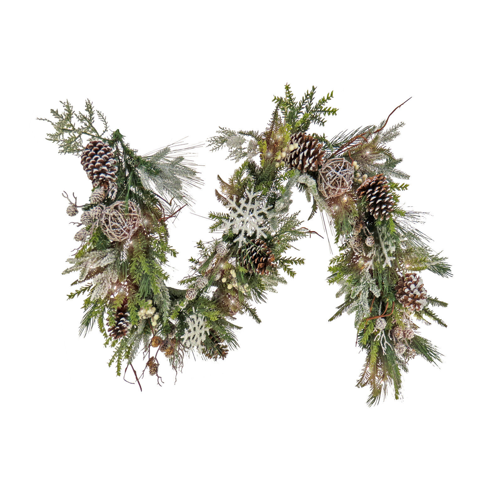HGTV Cozy Winter Lighted Faux Pinecone Garland, 6'