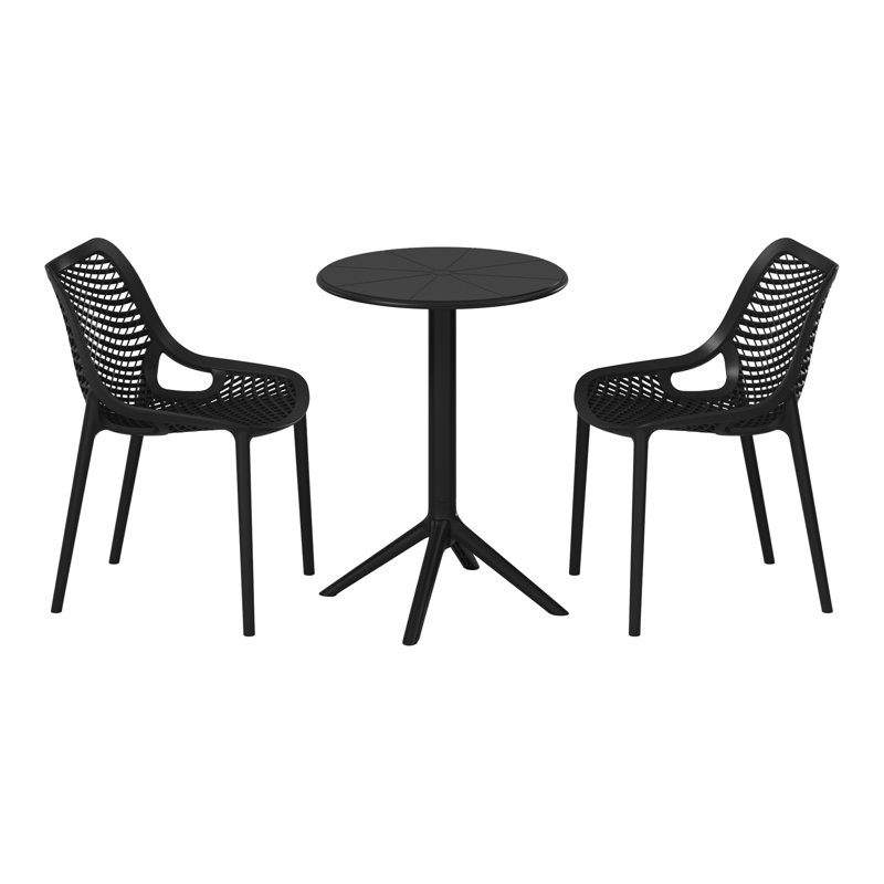 2-Person Outdoor Round Dining Set, Black