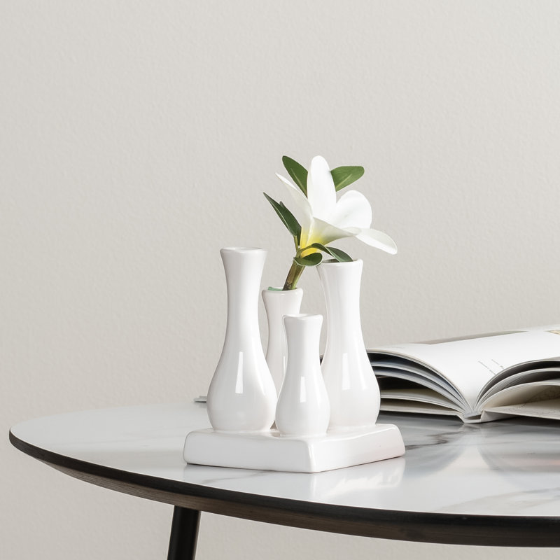 Vase en céramique 4 tubes Modern White