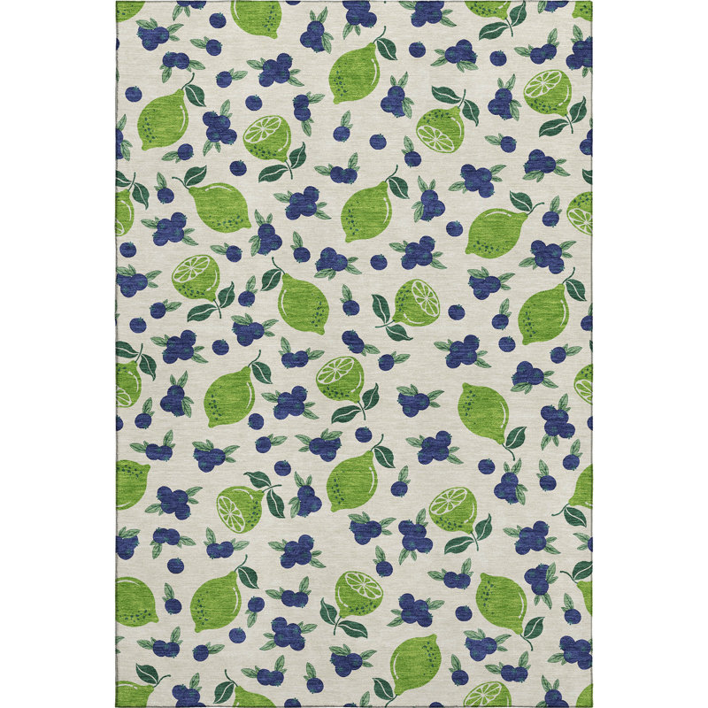 Premium Machine Washable Mayfield  Fruits Rug, 8' x 10', Linen
