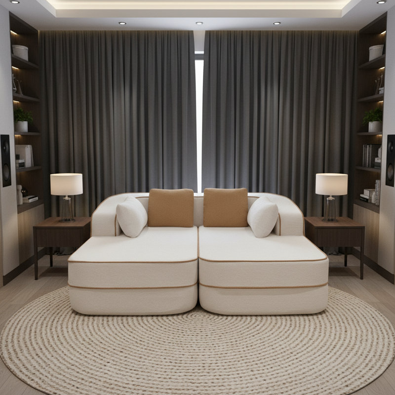 Ensemble de salon modulaire 2 pièces 77,2 po Teddy, Blanc