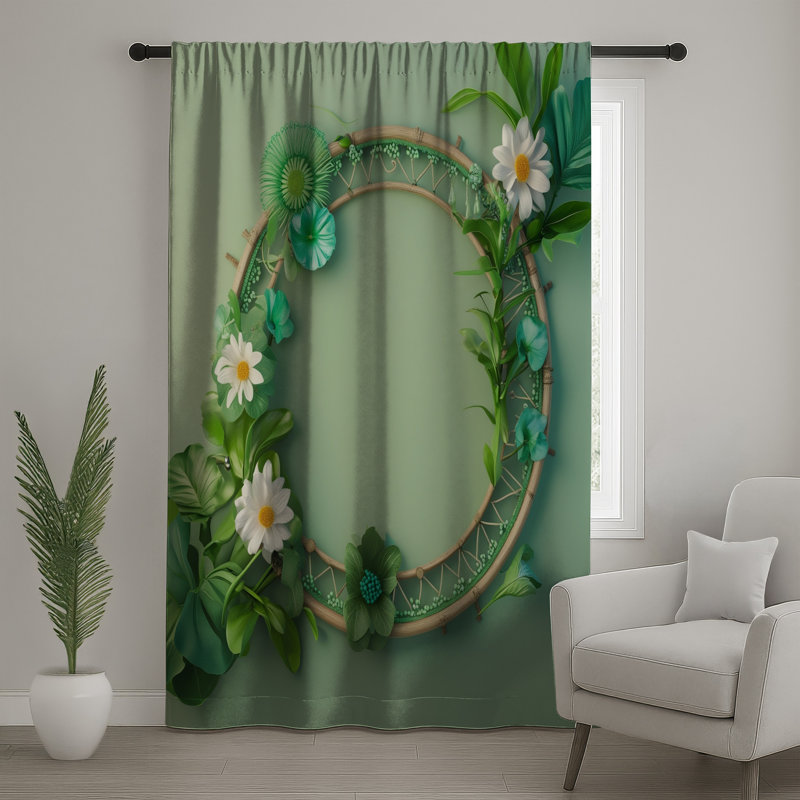Rideaux à motif floral vert, 1 couronne, Transparent, 50 po x 80 po - 1 panneau
