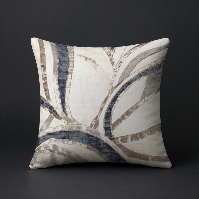 Coussin décoratif intérieur / extérieur gris Modern Modern, Carré 16 po, Gris abstrait 99