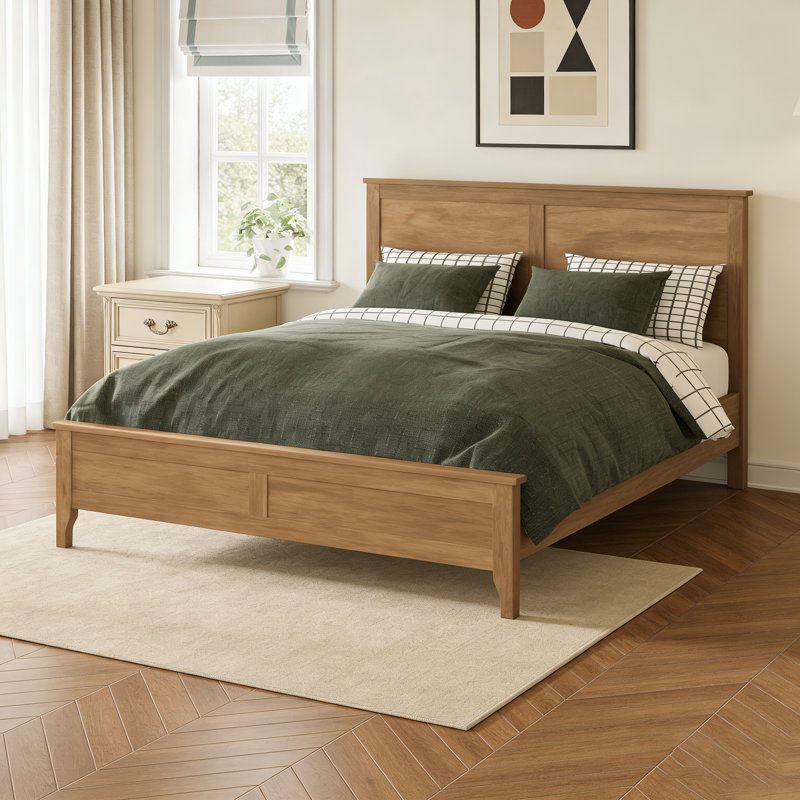 Lit plateforme moderne en bois massif avec lattes en bois robustes, sans sommier tapissier, Grand lit, Dérive en mer