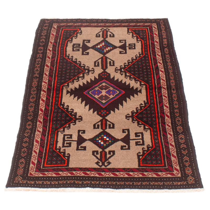 Tapis unique nouvel âge 3 pi 5 po x 5 pi 11 po en brun clair / rouge