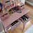 Wooden Vanity Make Up Table And Stool Set, Rose Gold-831146829