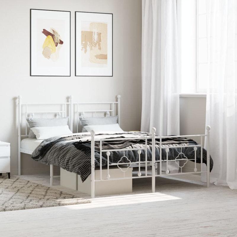 Aceion Metal Bed, Double (4'6), White