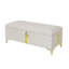 Ensemble de chambre à coucher grand lit 2 pièces: lit plateforme tapissier avec rangement hydraulique et repose-pieds avec pieds en métal, beige-667318811
