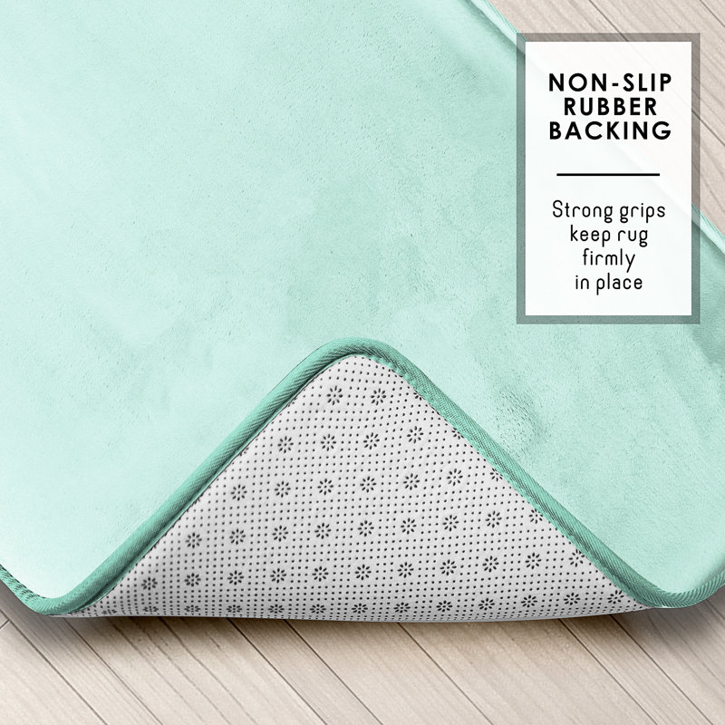 Light Baby Blue Memory Foam Non-Slip Bath Rug