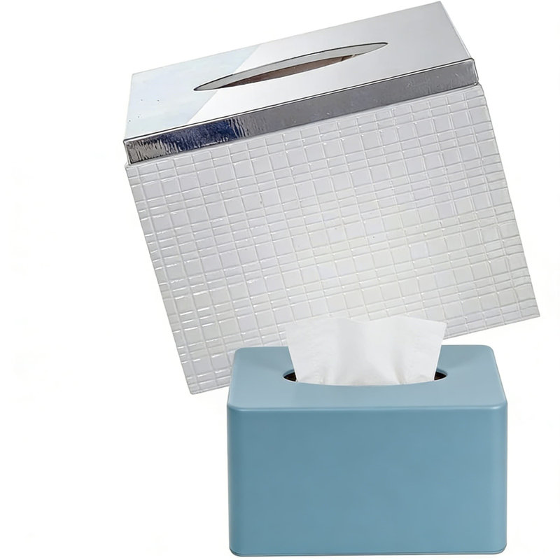 Couvre-boîte à mouchoirs carré - Porte-papier hygiénique décoratif avec motif argenté élégant