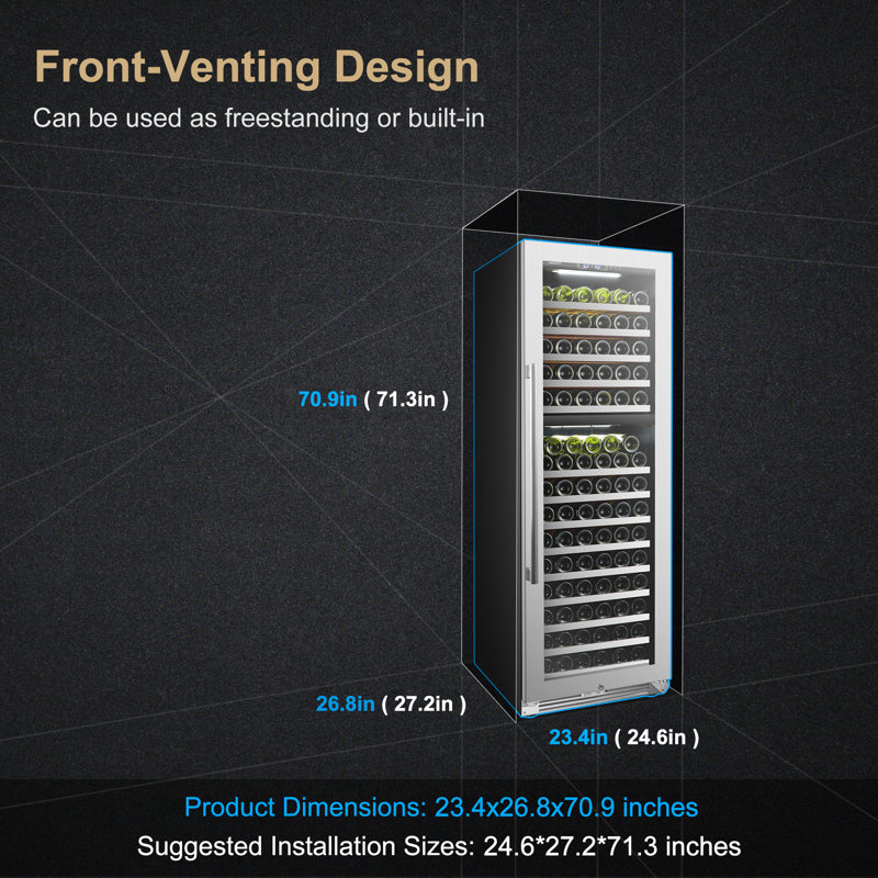 24" 153 Bottle Dual Zone Freestanding/Built-in Wine Refrigerator