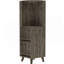 Armoire de coin Quinn, deux tablettes extérieures, un tiroir, deux tablettes intérieures