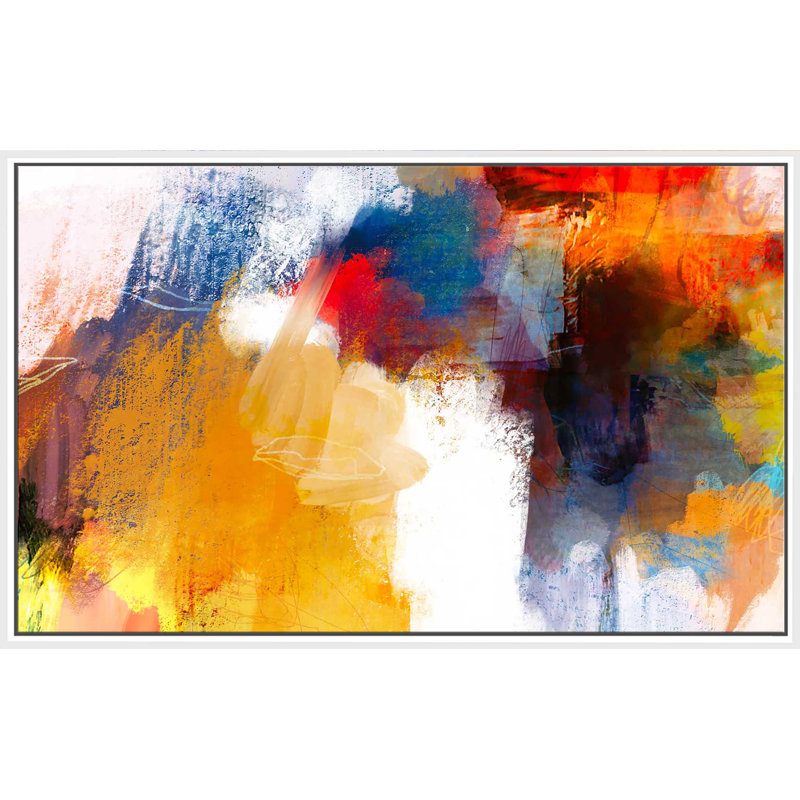 C'est une fête I - Peinture, Cadre flottant blanc, H 39,5 po x l 63,5 po x P 2 po