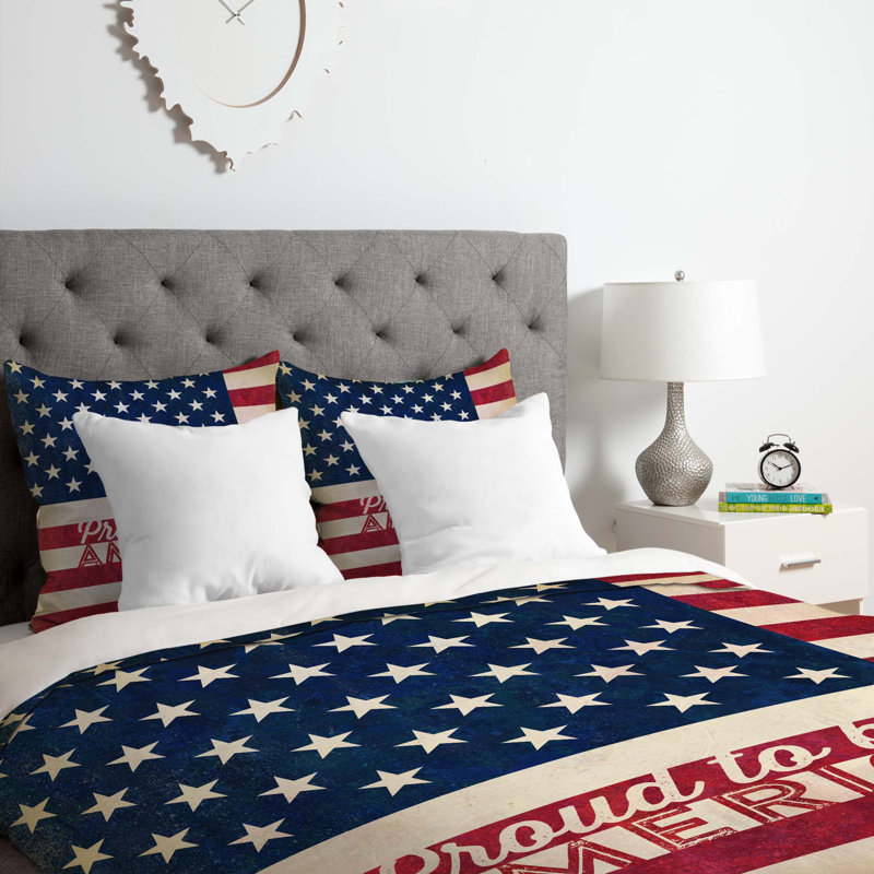 Ensemble de housse de couette à drapeau américain fier to be, Housse de couette pour très grand lit et 2 très 